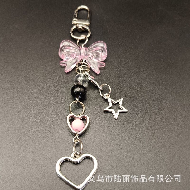 Japanese and Korean Style Ins Style Simple and Versatile Guka Pendant Sweet Girly Heart Silver Star Bow Mobile Phone Chain