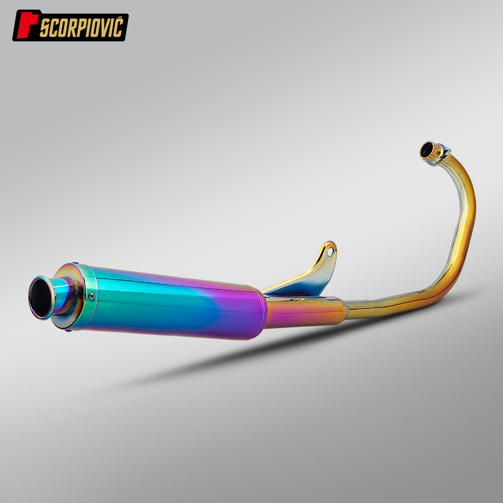 Suitable for Cg125 Full-Length Exhaust Pipe Modification, Stainless Steel Split Front and Rear Colorful Exhaust Pipe Set