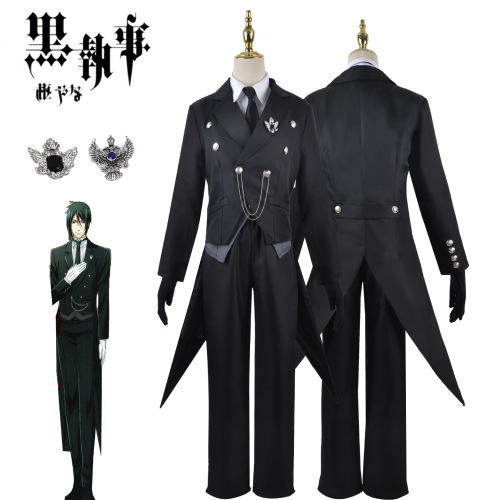 Black Butler COS clothes Sebastian cosplay costume Sebastian tuxedo dress full set cospla
