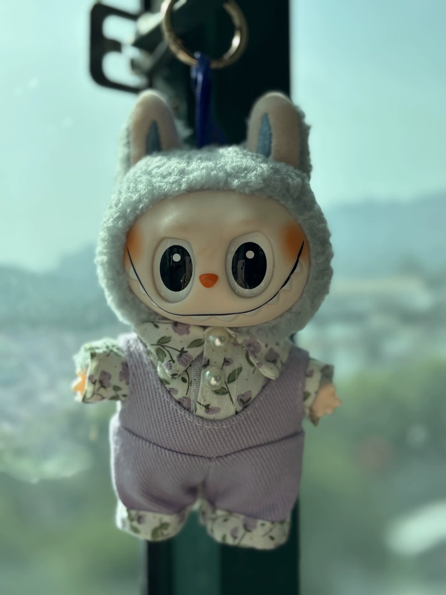 Одежда куклы Только] Labu Bud Doll Clothes Glue Blind Box Pendant Doll Clothes Overalls Macaron 17cmLABUBU