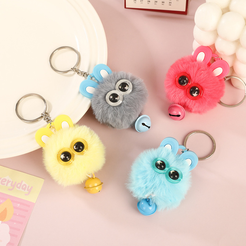 Dopamine Coal Ball Rabbit Bell Keychain Cartoon Plush Big-Eyed Elf Bag Keychain Keyring Dopamine Coal Ball Rabbit Bell Keychain Cartoon Plush Big-Eyed Elf Bag Keychain Keyring