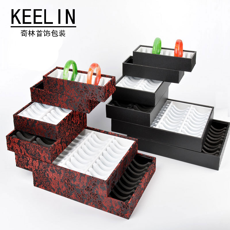 龙纹锦布手镯盘10位20位40位手镯银手镯翡翠玛瑙手镯柜台收纳摆盘