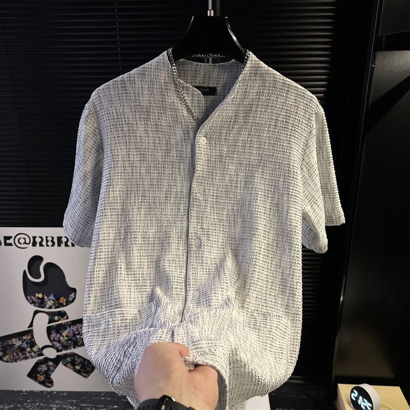 Men's Simple Niche Designer Casual High-End Retro Short-Sleeved Shirt Summer Trendy Loose Shirt Men's Clothing Men's Simple Niche Designer Casual High-End Retro Short-Sleeved Shirt Summer Trendy Loose Shirt Men's Clothing