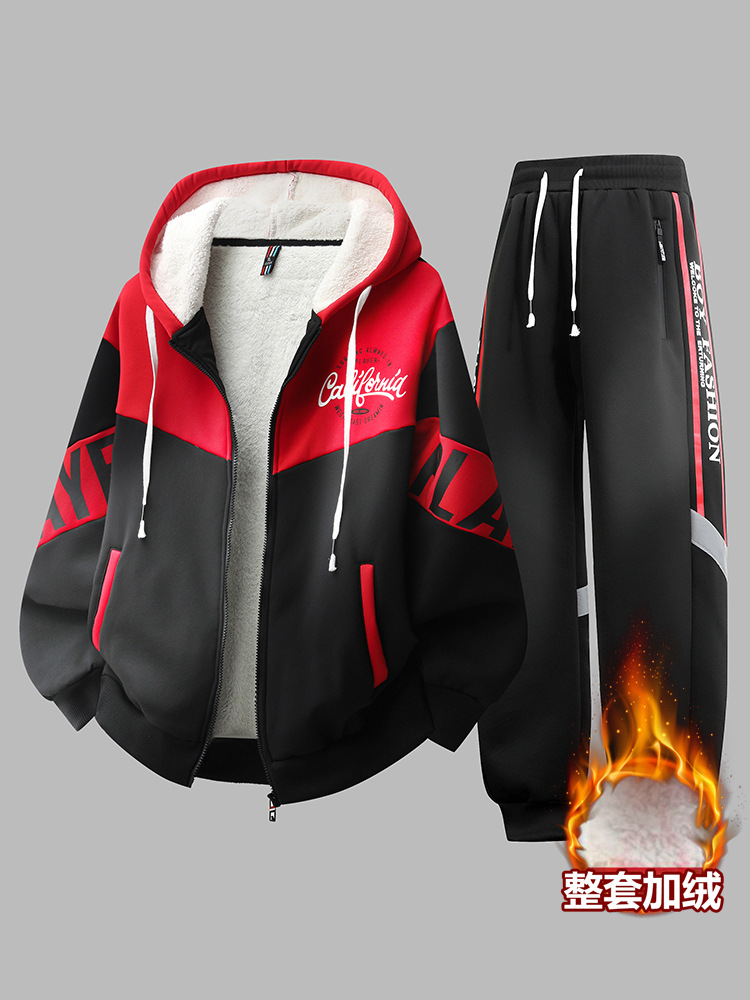 Adolescentes varones otoño y invierno nueva marca de moda guapo cardigan de moda chaqueta de terciopelo pantalones largos de dos piezas para hombres