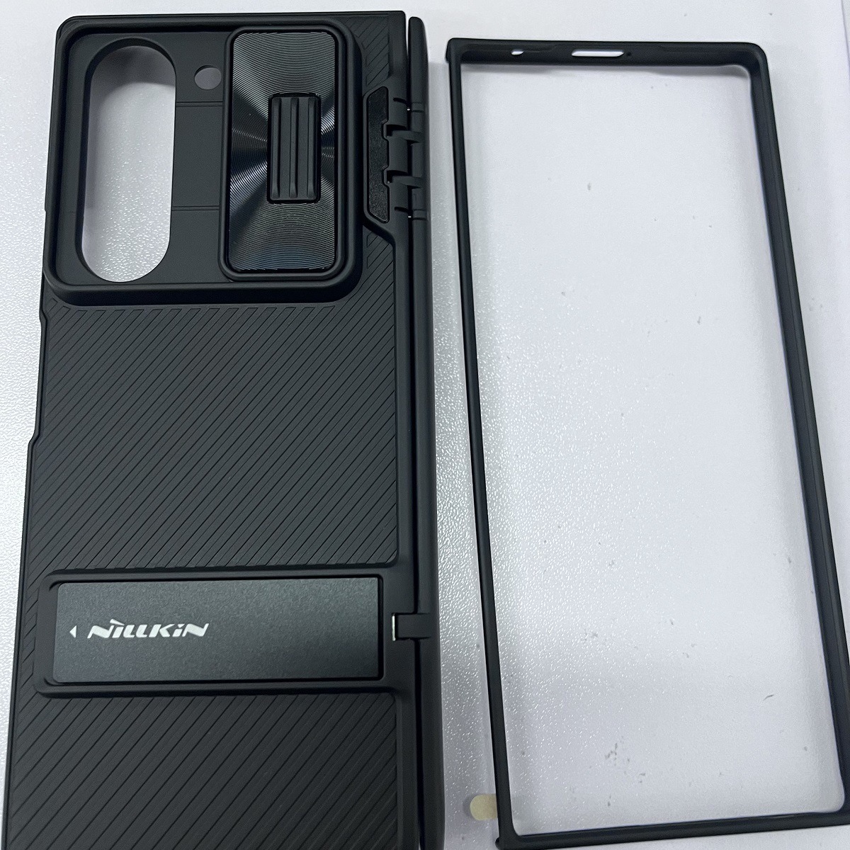 NILLKIN es adecuado para Samsung Z Fold 6 carcasa plegable para teléfono móvil lente ventana de empuje carcasa de soporte invisible espejo negro fold6