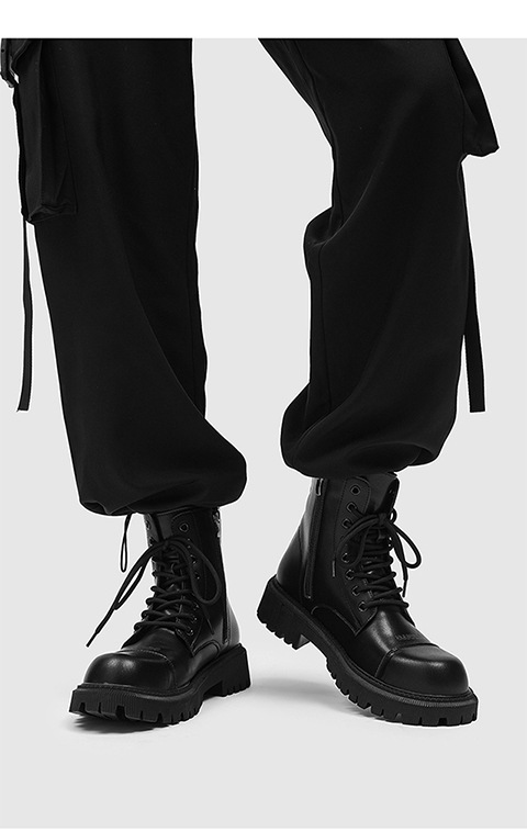 Herrenschuhe 2024 Herbst und Winter neuer Modetrend vielseitige Herren schwarz dicker Absatz quadratische Zehenpartie vorne zum Binden Martin_voghion.com