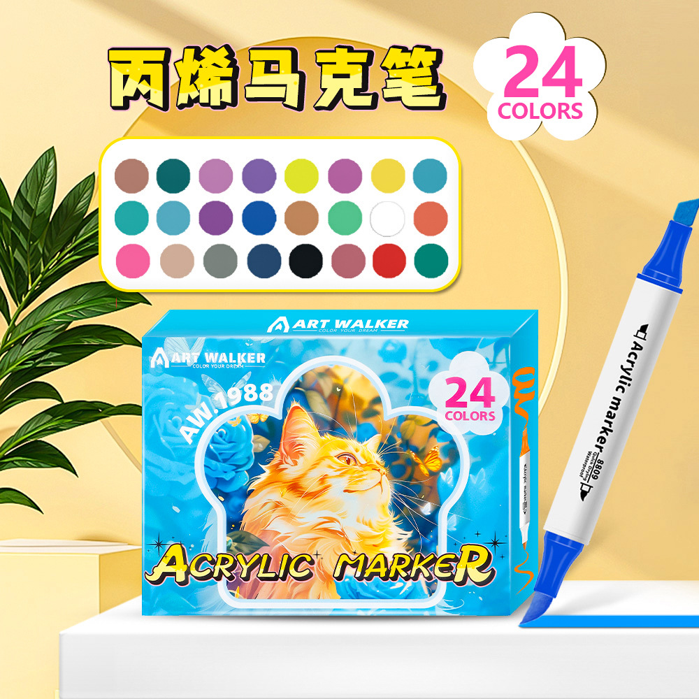 Pequeño libro rojo venta caliente doble cabeza acrílico marcador de lápiz impermeable rápido secado pintura infantil lápiz de graffiti fábrica de lápiz de acuarela de cabeza suave