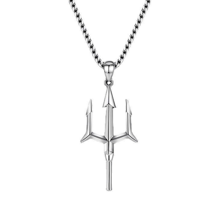 Collier trident de Neptune en alliage à pompon transfrontalier, design masculin européen et américain, pendentif hip-hop audacieux_voghion.com