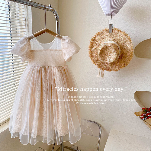 Little Girl Dress  New Birthday Party Dress for Girls Baby Bubble Sleeve Lace Princess Dress Dropshipping One Piece