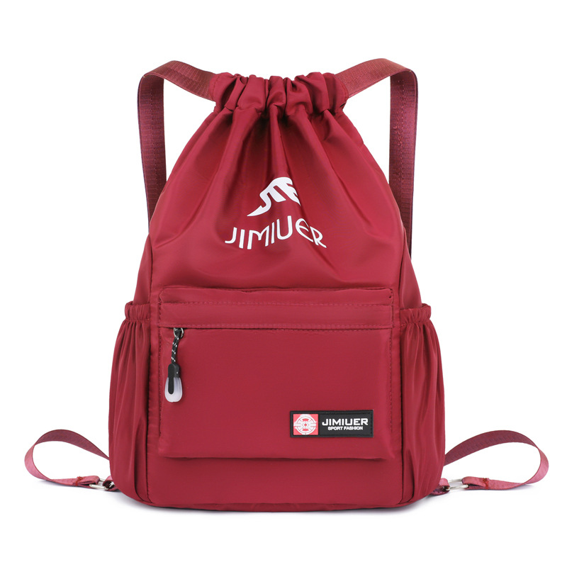 Gran capacidad con cordón hombro bolsa de tela fitness cordón con cordón bolsa de nylon bolsa de almacenamiento de tela deportes viaje mochila con cordón