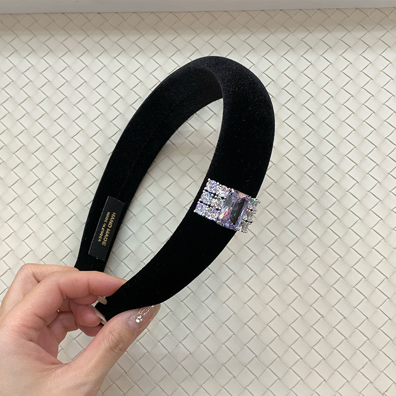 Versión coreana de otoño y invierno lujoso estilo de zircon seda veludo cinturón de cabello alto cráneo cinturón de cabello temperamento cinturón de cabello adornamiento de cabello