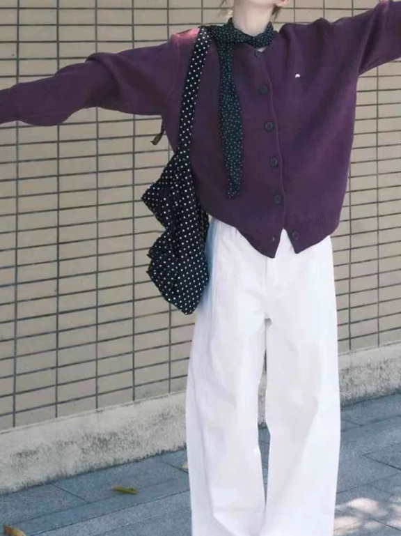 早秋穿搭一整套2025韩系减龄长裤子学院风独特漂亮开衫上衣女两件|undefined
