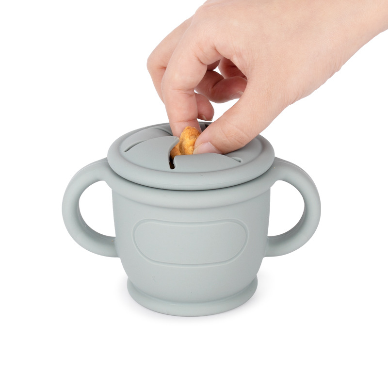 亞馬遜新款防漏兒童硅膠水杯開模定制吸管硅膠學飲杯硅膠零食杯