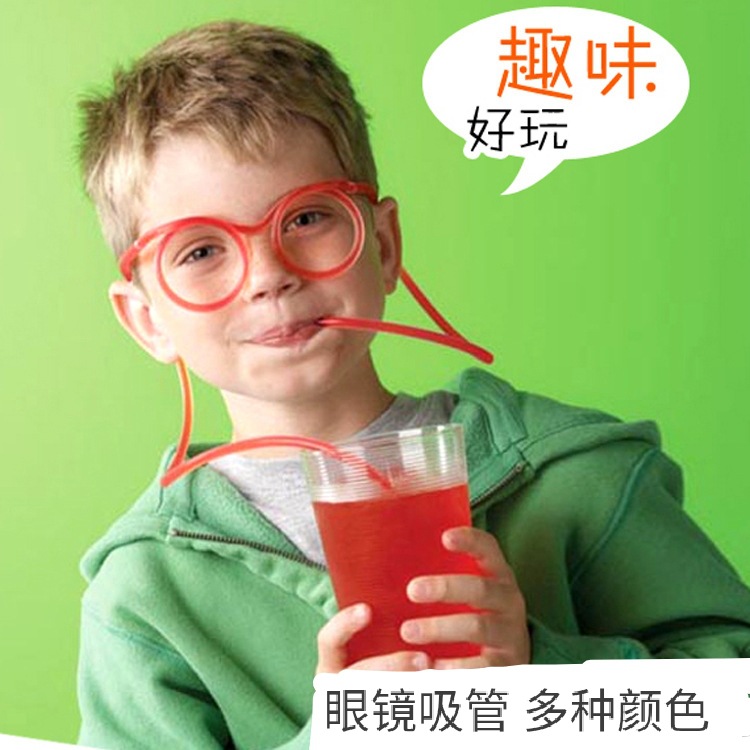 Divertido divertido partido creativo arte niños gafas de paja ojo paja DIY creativo arte modelado paja