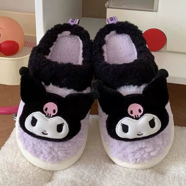 Purple Black [Kuromi] cotton slippers