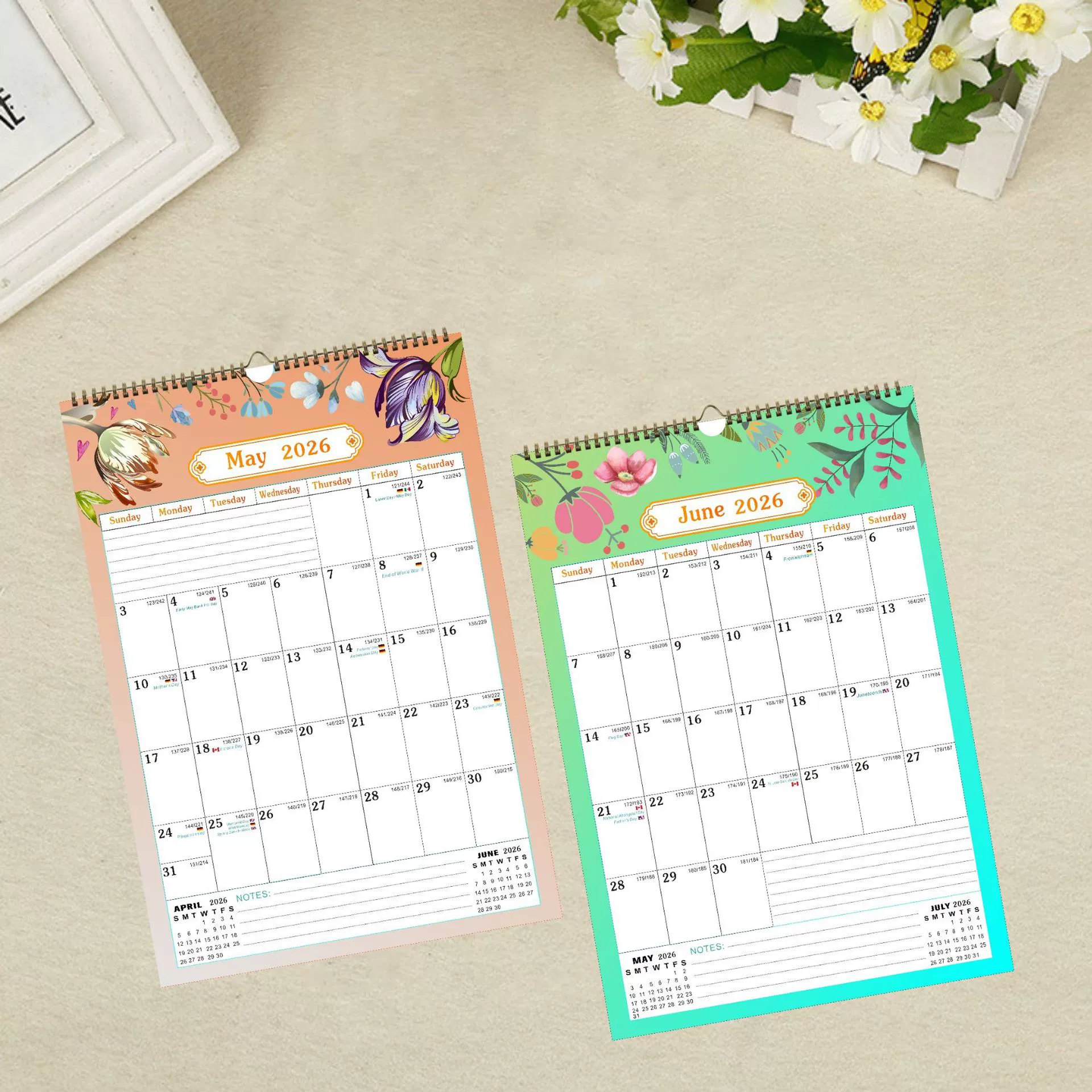 Design wall calendar, 26-27 years, English, Amazon