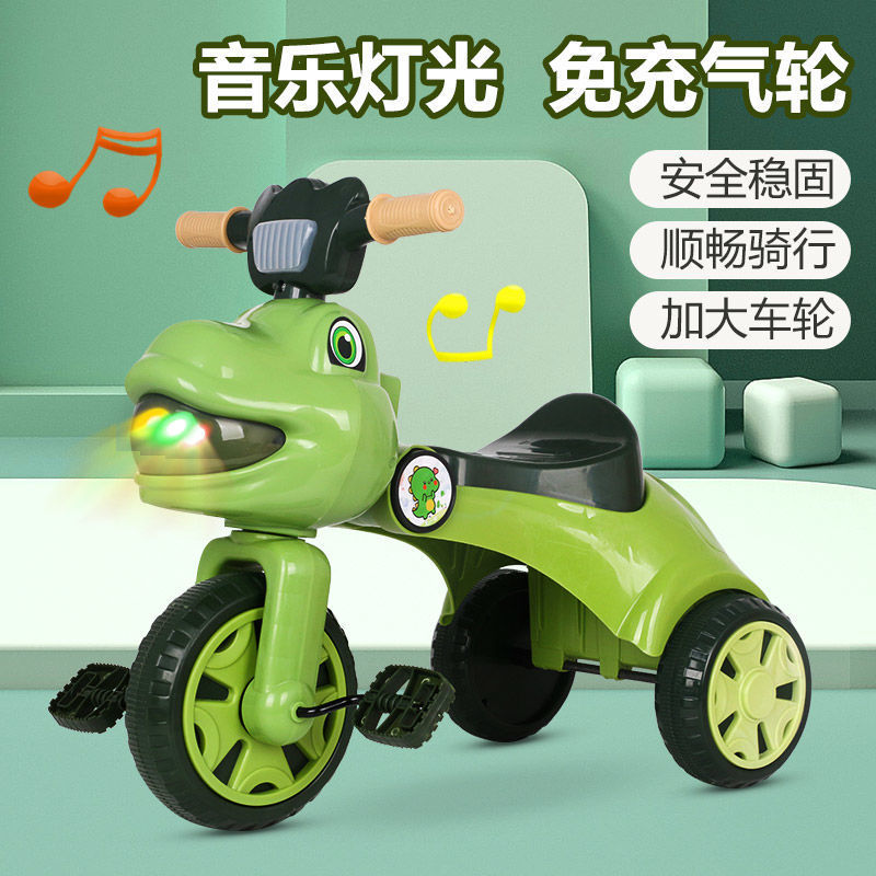 New Small Dinosaur Children's Tricycle Baby Bicycle 2-4 Years Old 3 Foldable Music Light Sliding Bicycle