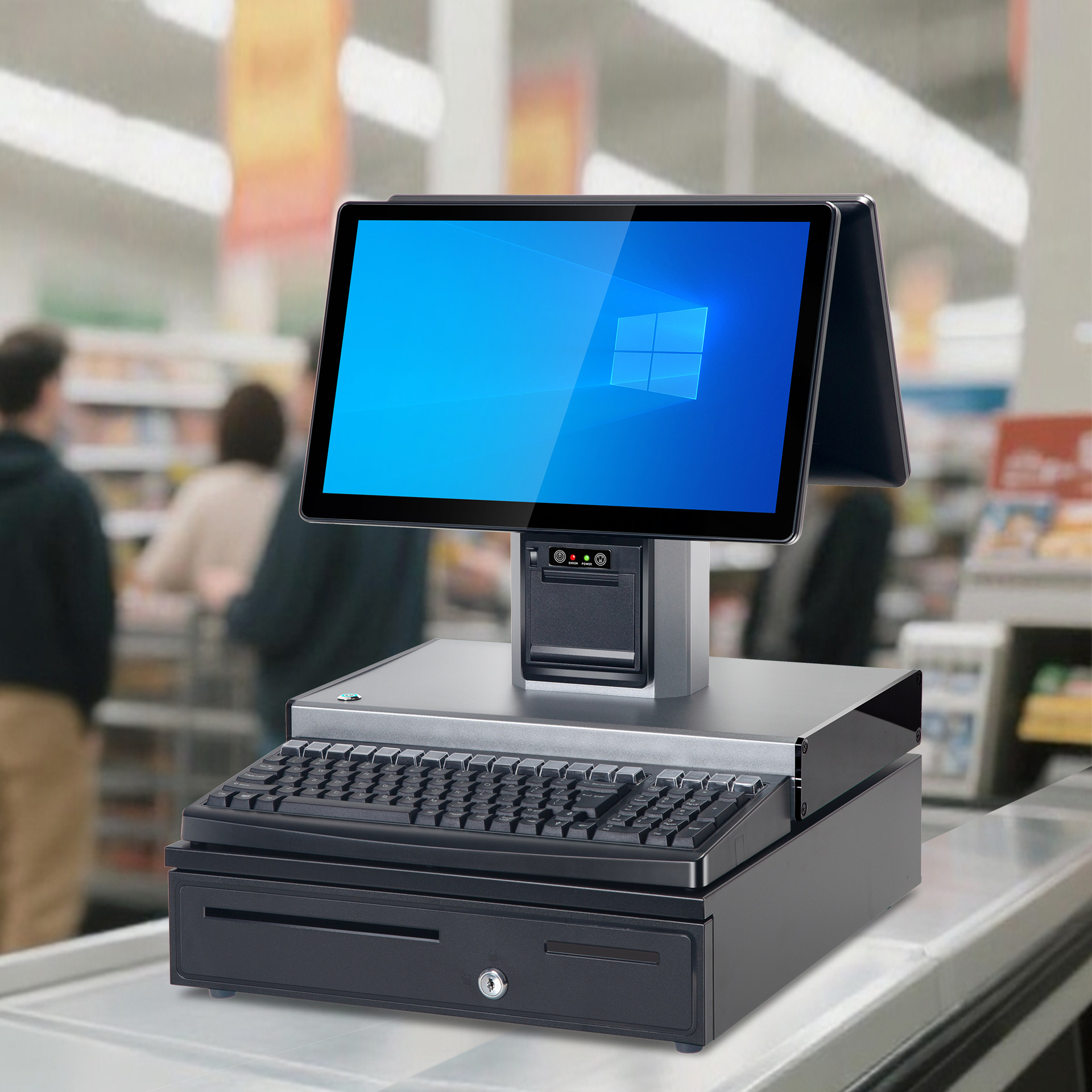 外贸跨境海外多语言结算设备商用POS终端扫码收银机键盘一体机