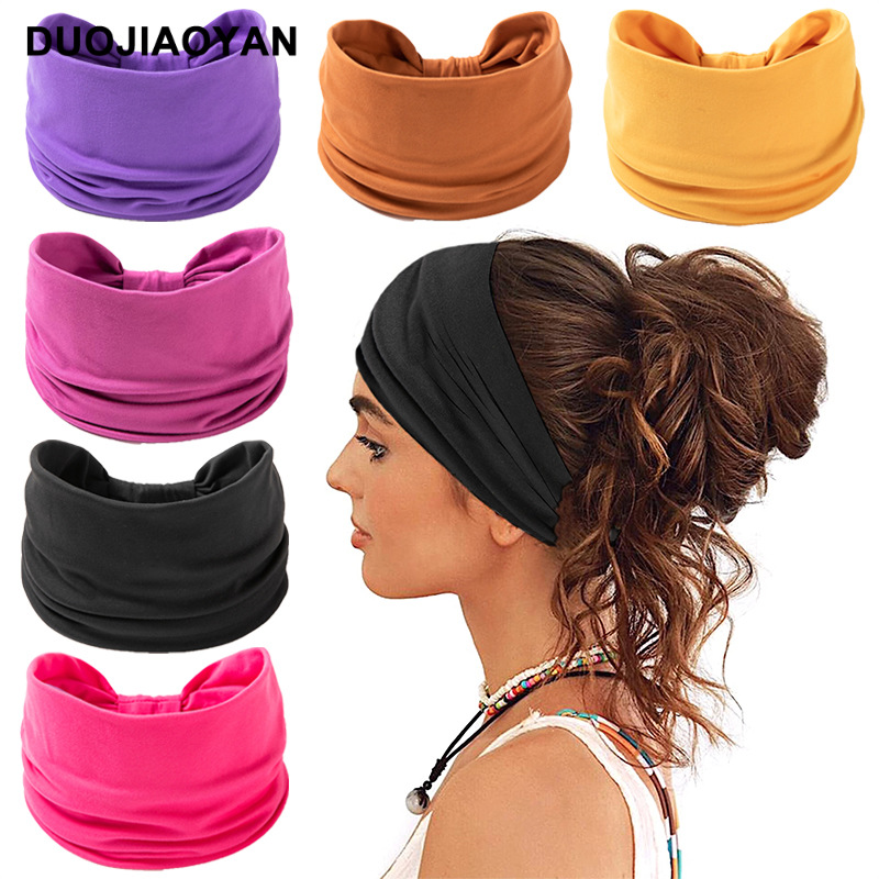 Nieuwe macaron kleur sporthaarband randknoop elastische absorberende ademende dameshoofdband groothandel_voghion.com