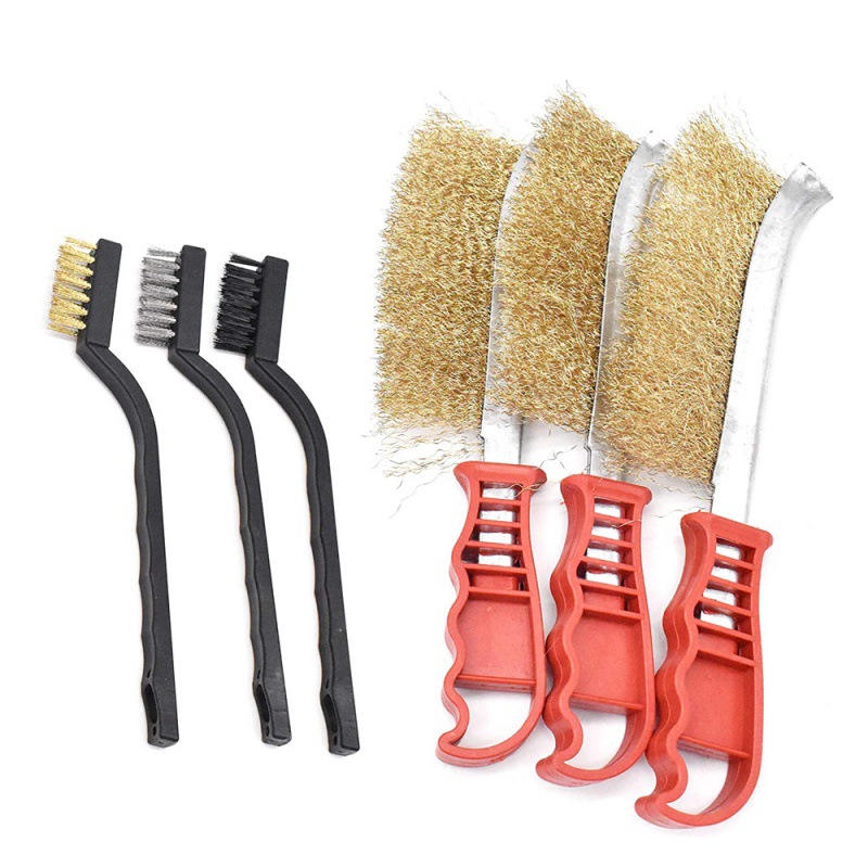 6件套钢黄铜尼龙钢丝刷坚固的刷毛用于去除锈蚀油漆清洁工具
