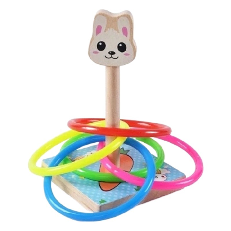 Juego de anillo animal Programa de jardín de infantes Juego de anillo de actividad Juego de anillo de lanzamiento de madera para niños juguete al por mayor