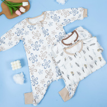Kangobaby婴幼儿竹棉纱布睡袋夏秋季宝宝一体式分腿衣服