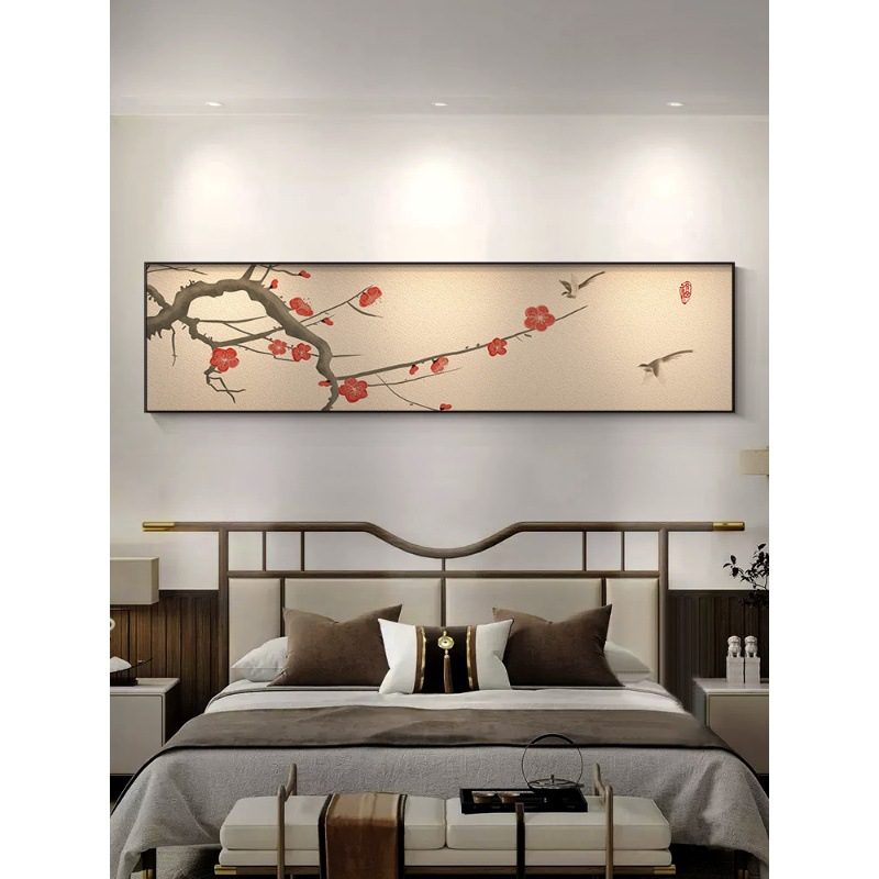 新中式梅兰竹菊床头装饰画客厅沙发背景墙挂画卧室花鸟工艺画壁画