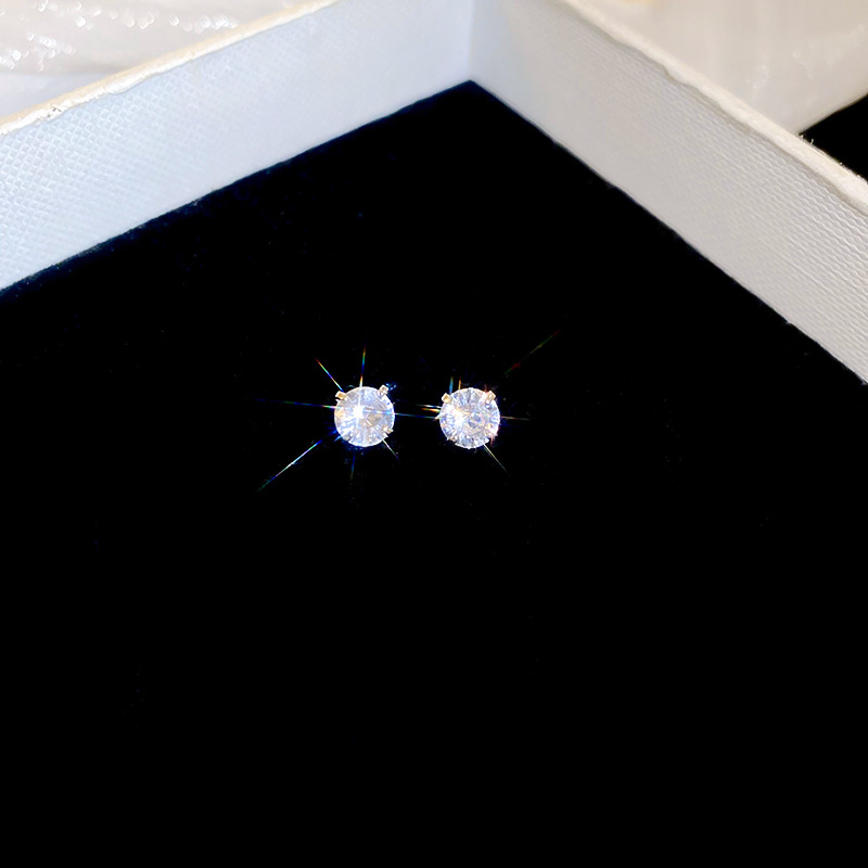 Aguja de plata para levantar agujeros para las orejas, pendientes cocleares sin picar, pendientes de circón femenino, pendientes de orejas pequeñas de sentido avanzado de nicho femenino