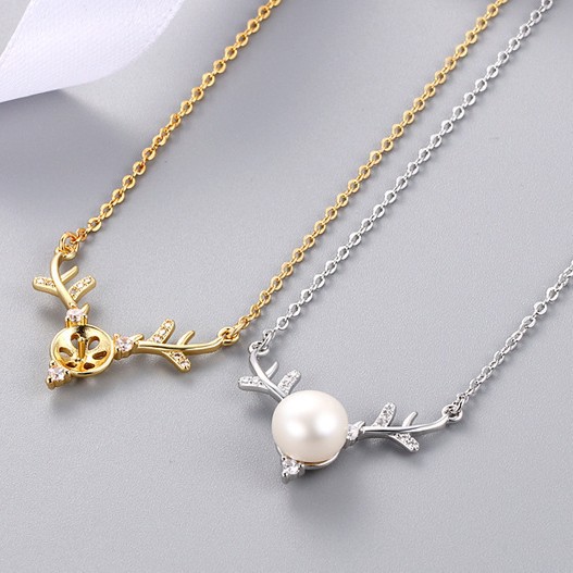 Casual Elk Antler Necklace, Clavicle Chain, Fashionable, Versatile and Elegant Freshwater Pearl Necklace for Women