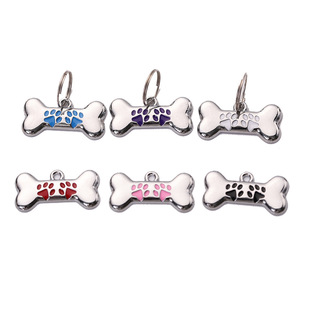 Spot cross-border metal dog tag pendant pet collar pendant zinc alloy footprints bone pendant lettering card