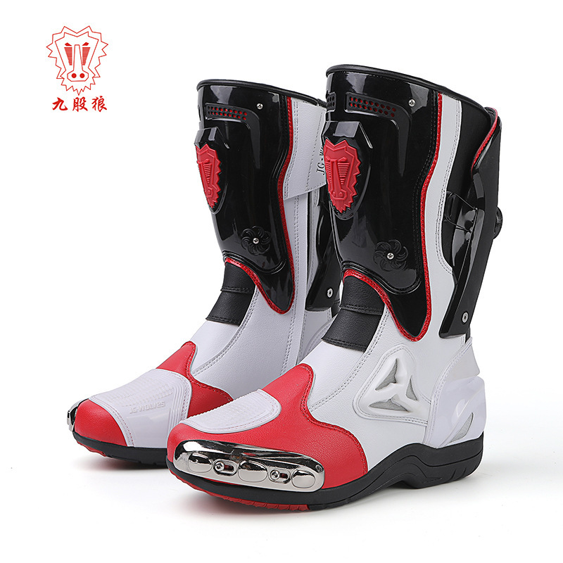 Nine-Strand Wolf Cycling Boots Motorcycle Off-Road Commuter Cycling Motorcycle Equipment Women's Track Swivel Buckle High-Top Motorcycle Boots