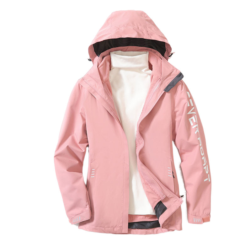 Ropa de asalto para hombres y mujeres al aire libre marca de moda de dos piezas juego de ropa de montaña caliente a prueba de viento abrigo de moda