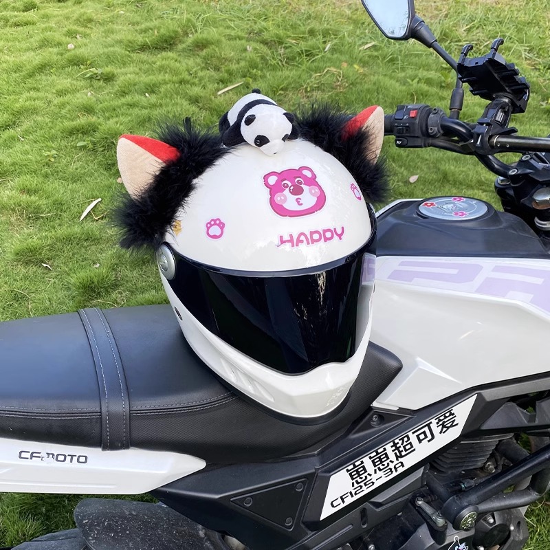 Plush Orange Fox Ear Helmet Decoration Accessories Detachable Motorcycle Electric Helmet Women Riding Equipment Versatile