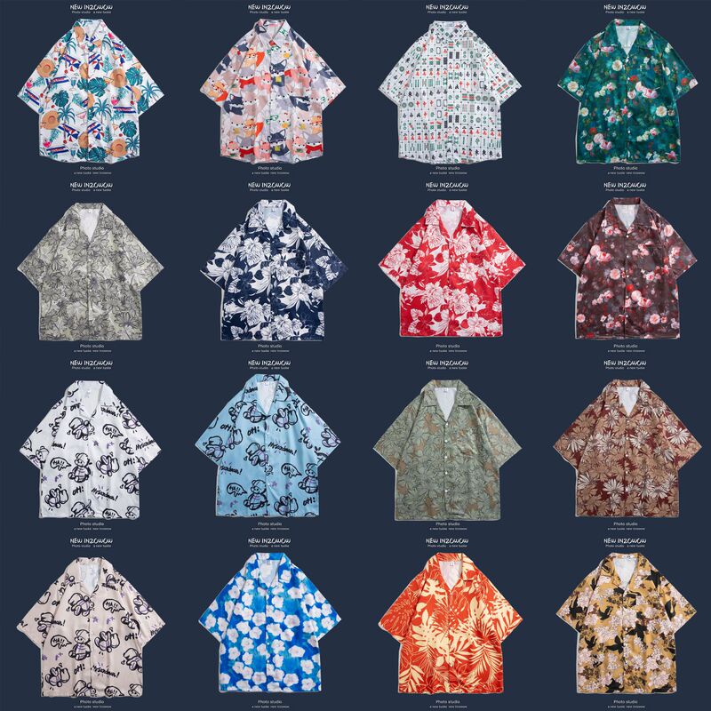 New Cuban collar Hawaiian flower shirt men's short sleeve 2022 summer beach vacation Japanese printed shirt jacket