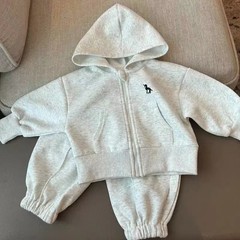 儿童卫衣套装2025秋季新品中小童洋气上衣裤子连帽长款两件套