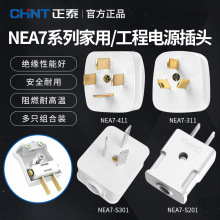 正泰工程用电源插头NEA7白色单相两极防摔烂多用途16四脚三脚插头