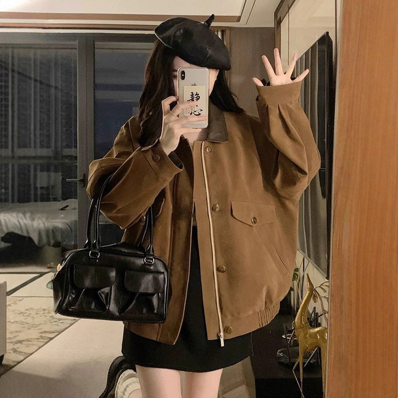 美式复古春秋感洋气外套女装秋季新款慵懒风宽松百搭夹克潮款|undefined