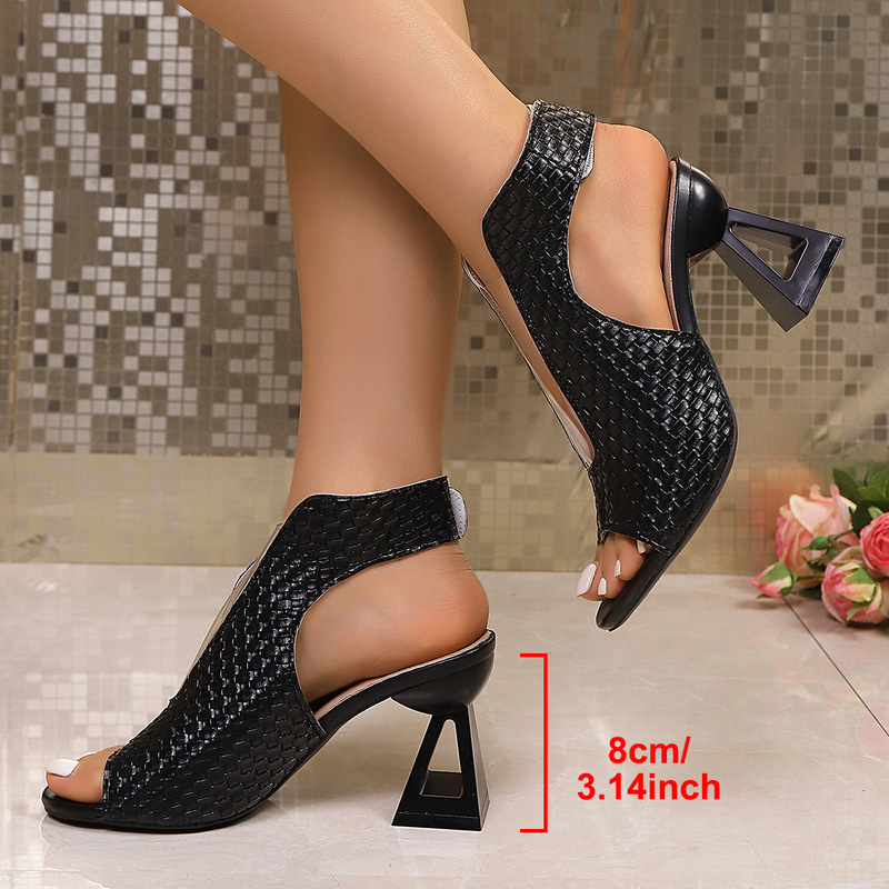 European and American Plus-Size 2026 Summer Open-Toe Women's Chunky Heel Sandals Fashion High-Heeled Sandals Women Size 43 Amazon