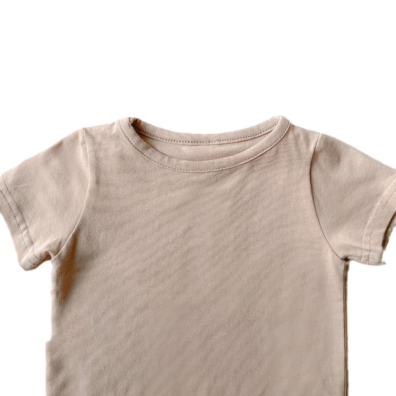 INS Corea del Sur 2022 nuevo bebé manga corta verano niños y niñas bebé cuello redondo dulce color sólido pequeño claro manga superior