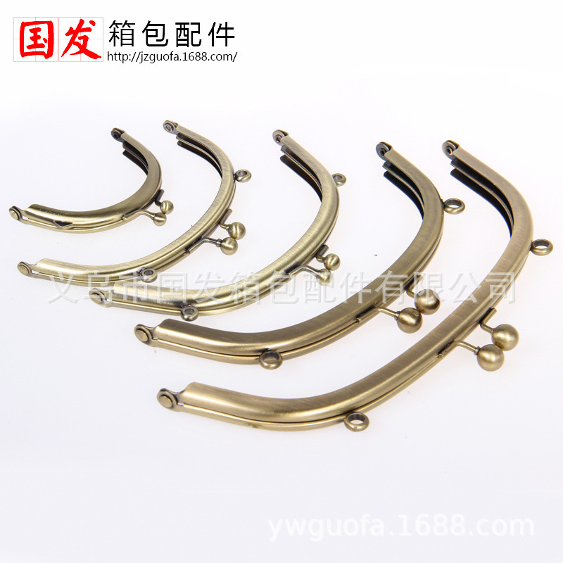 In stock: 20.5CM curva lisa sin orificio de oro 12.7MM cabeza de billetera de hardware de bronce