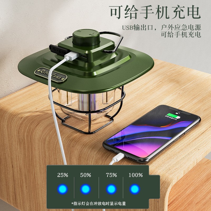 Transfronterizo nuevo europeo y americano retro camping linterna LED linterna portátil linterna al aire libre lámpara de la tienda de emergencia