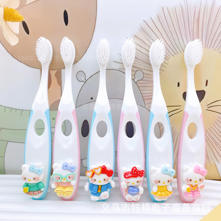 Children's Toothbrush 3 to 6-12 Years Old Kt Cat Soft-Bristled Classy Gum Protection Toothbrush Sanrio Baby Small Head Toothbrush