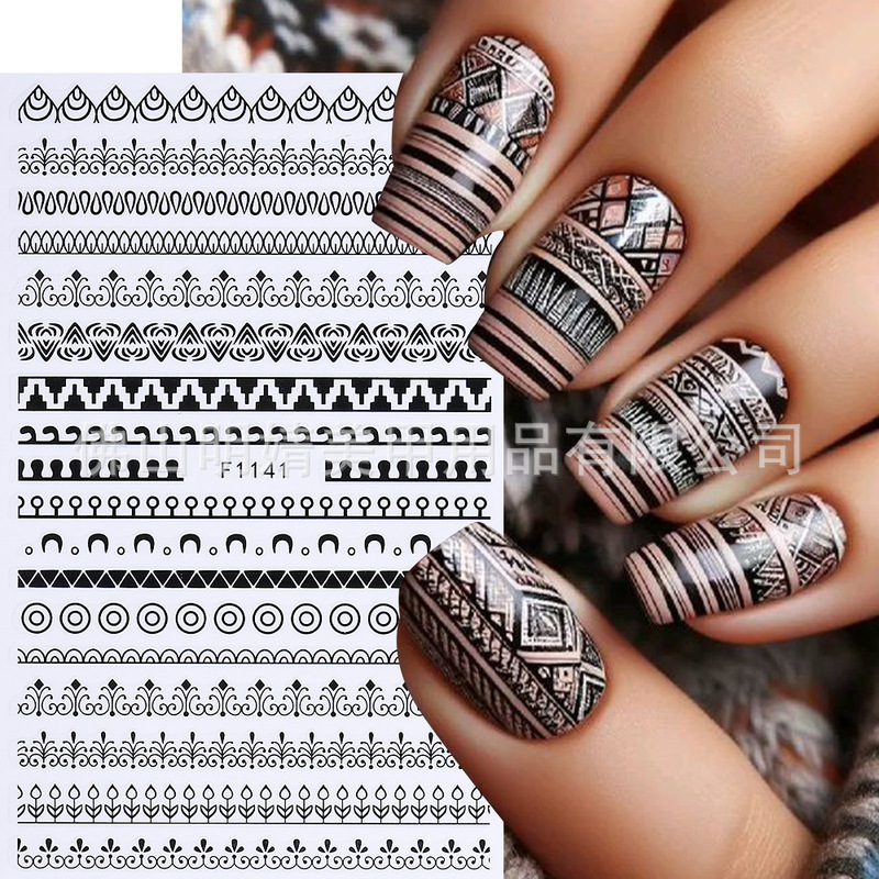 New Cross-Border Nail Art Stickers Eastern Europe Saudi Arabia Desert Egyptian Ethnic Style Geometric Camel Sun Adhesive Nail Stickers