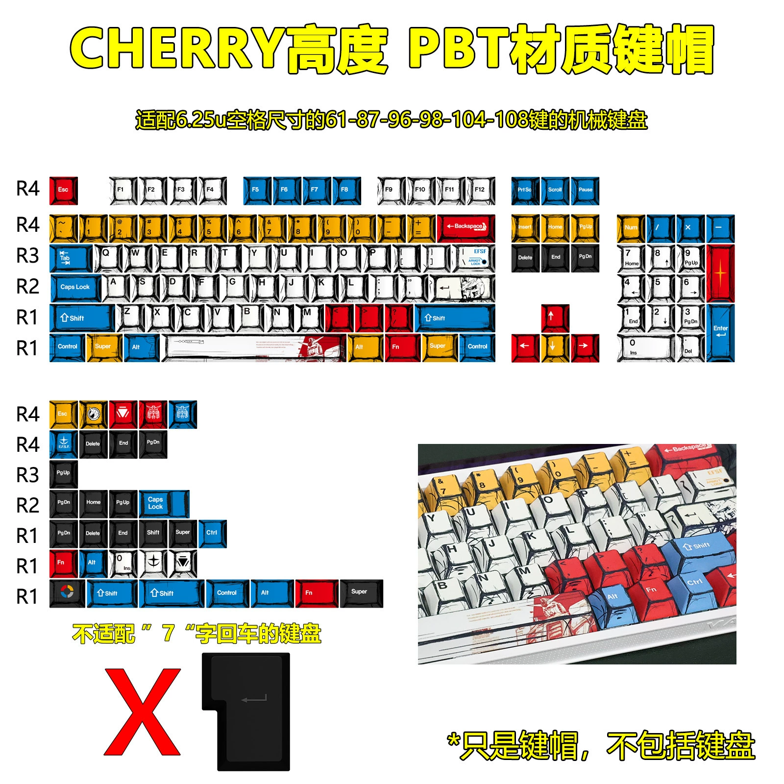 Набор колпачков для клавиш, 136–137 PBT Cherry-Profile, полная пятигранная печать по краям