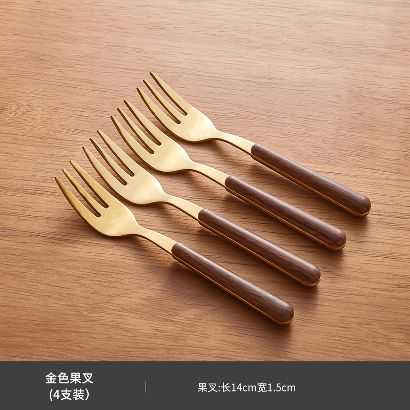 Tenedor de frutas de acero inoxidable cuchillo y tenedor de aislamiento térmico de grado alimenticio de alta calidad retro tenedor de comedor para pastel y postre set de cubiertos