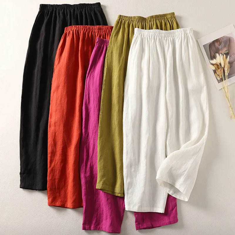 Linen Balloon Pants for Women, New Summer Style, Petite Size, Thin, Plus Size, Loose, Slimming, High-Waisted, Casual Cropped Pants That Make Legs Look Longer