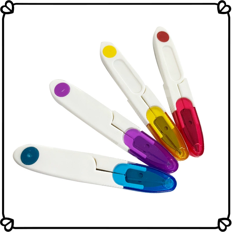 Оптовая пластиковая ручка с крышкой Цветные Ножницы для пряжи ножницы для рыбной нити U-образные Ножницы для вышивки крестиком бытовые швейные ножницы