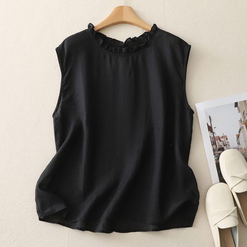 Women's cotton-linen sleeveless shirt, summer thin style, 2026 new model, linen blouse, plus size, plus-size, light luxury top