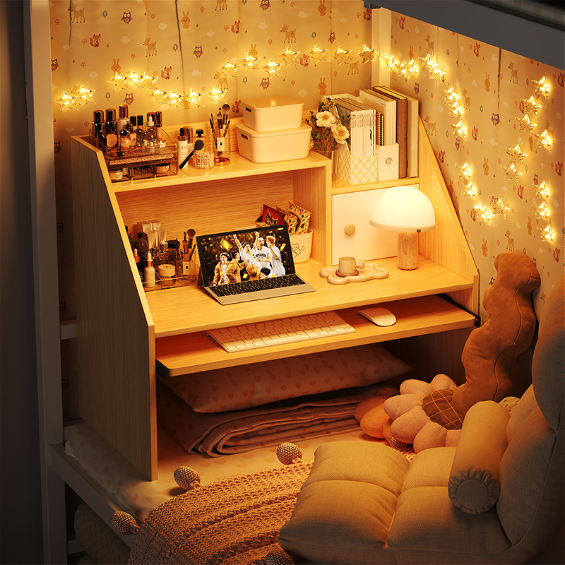 Bed Desk College student dormitory artifact upper bunk hanging bedroom Lazy desk lower bunk computer desk folding bed upper desk