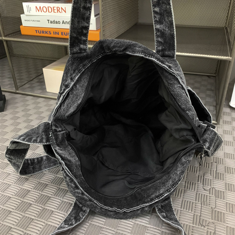Bolso de mezclilla para mujer 2024 nuevo bolso de mensajero de un solo hombro de gran capacidad Bolso de viajero casual todo-fósforo Bolso Tote